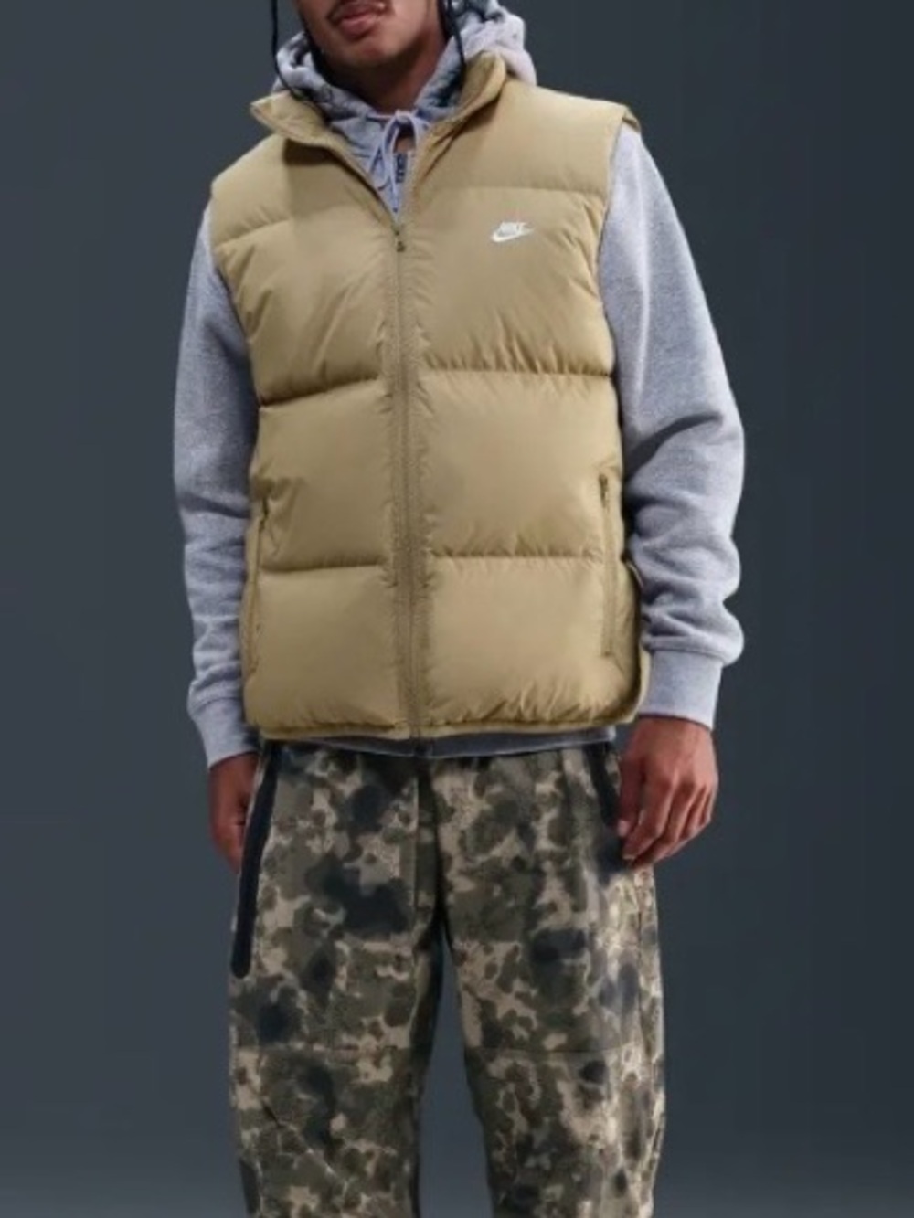 nike men’s therma fit down vest tan